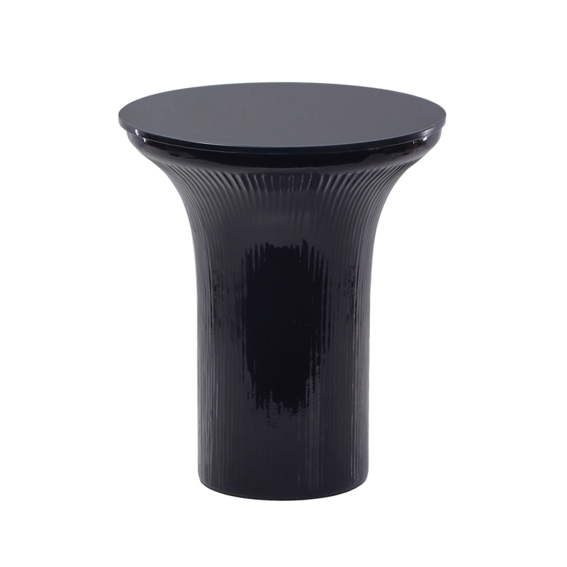 Pemberly Row Contemporary Midnight Blue Glass Flared Side Table