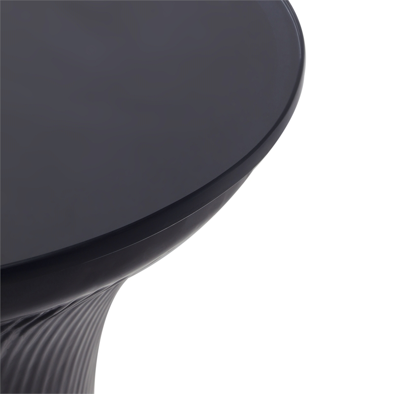 Pemberly Row Contemporary Midnight Blue Glass Flared Side Table