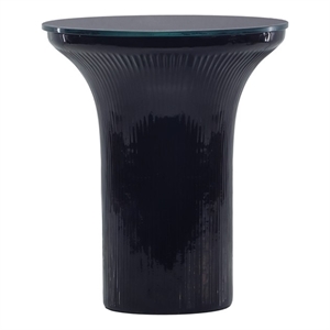 Pemberly Row Contemporary Midnight Blue Glass Flared Side Table