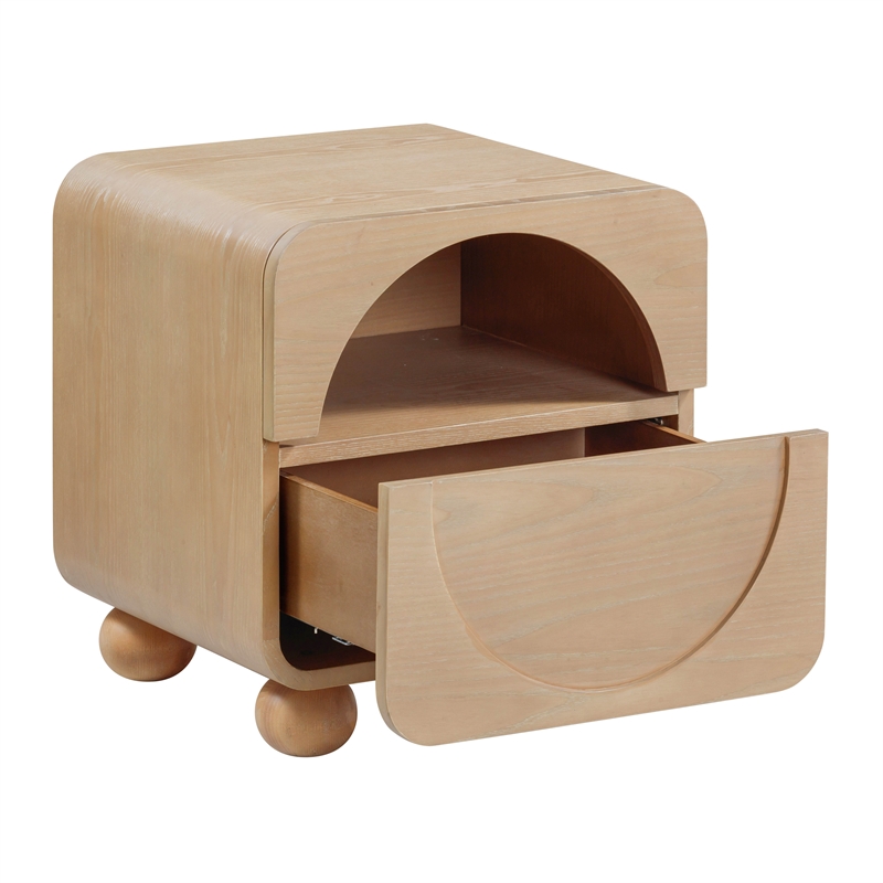 Pemberly Row Modern Transitional Moonrise Natural Ash Nightstand