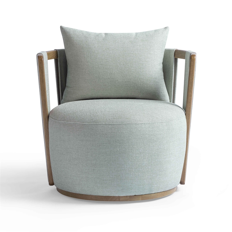 Pemberly Row Contemporary Mint Green Textured Weave Swivel Chair