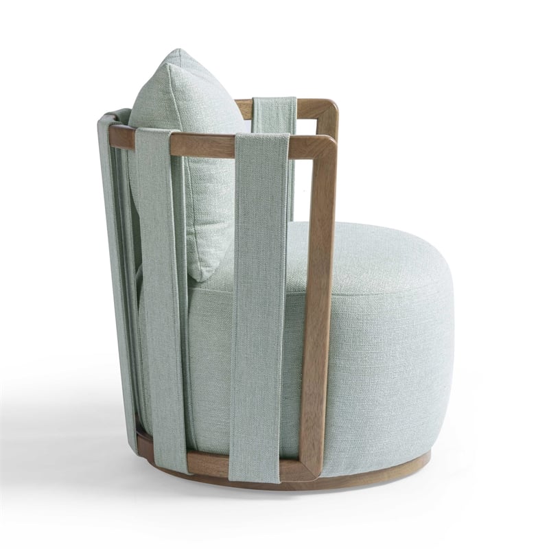 Pemberly Row Contemporary Mint Green Textured Weave Swivel Chair