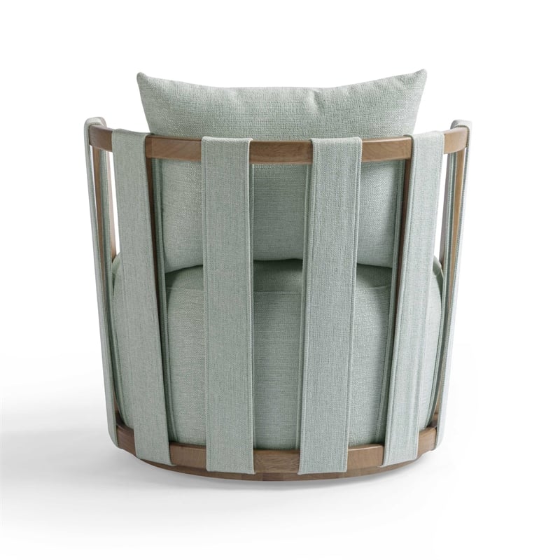 Pemberly Row Contemporary Mint Green Textured Weave Swivel Chair