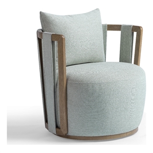 Pemberly Row Contemporary Mint Green Textured Weave Swivel Chair