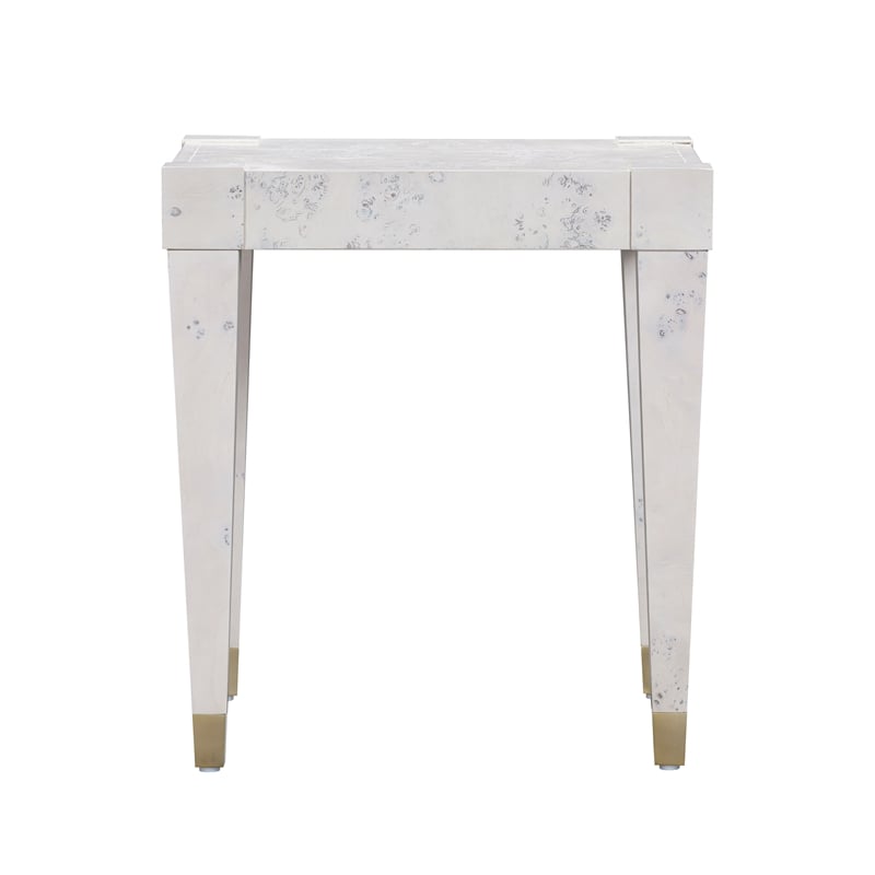Pemberly Row Transitional Burl Engineered Wood End Table in White Finish