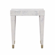 Pemberly Row Transitional Burl Engineered Wood End Table in White Finish