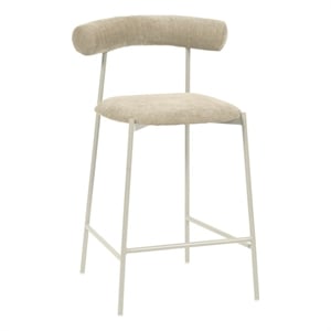 Pemberly Row 25.4&quot Upholstered Velvet Counter Stool in Taupe