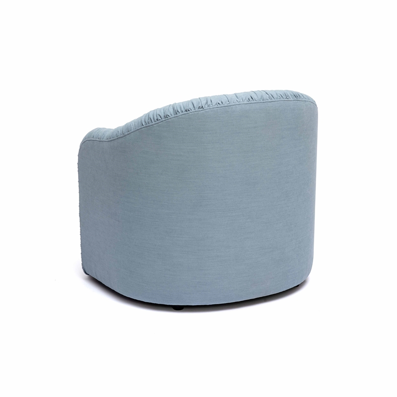 Pemberly Row Transitional Faded Blue Recycled Fabric Tassel Lounge Chair