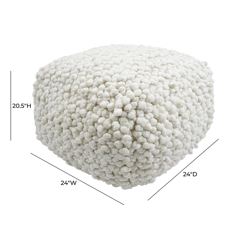 Pemberly Row Handmade Modern Transitional Cream Finish Woven Pouf
