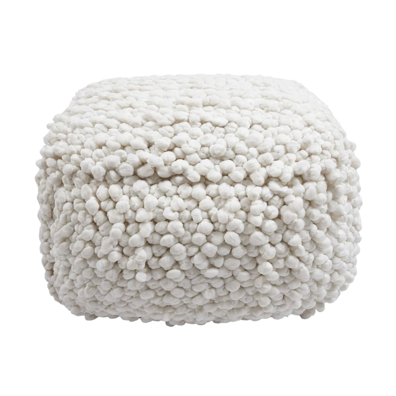 Pemberly Row Handmade Modern Transitional Cream Finish Woven Pouf
