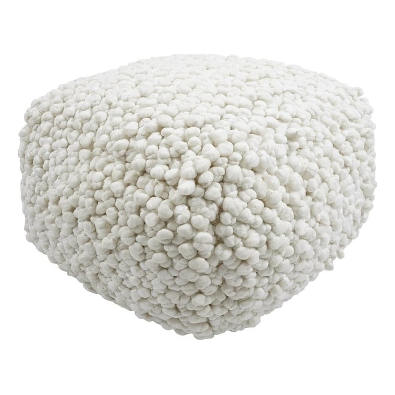 Pemberly Row Handmade Modern Transitional Cream Finish Woven Pouf