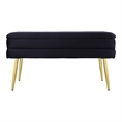 Pemberly Row Contemporary Black Channel Tufted Velvet Storage Bench