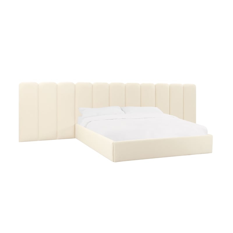 Pemberly Row Contemporary Cream Velvet Wings - Queen or King (Set of 2)
