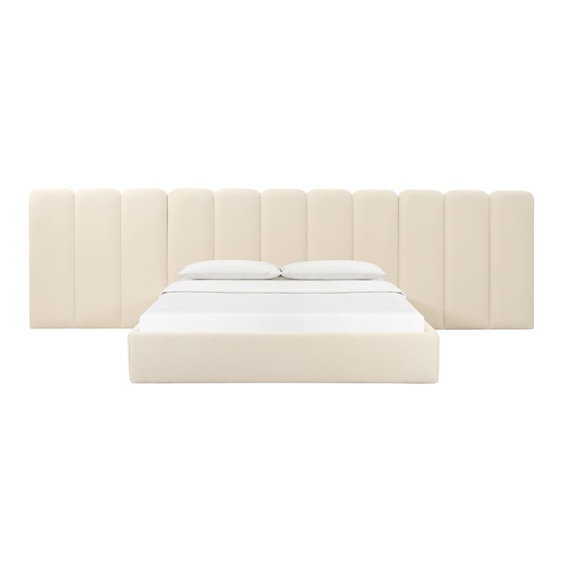 Pemberly Row Contemporary Cream Velvet Wings - Queen or King (Set of 2)