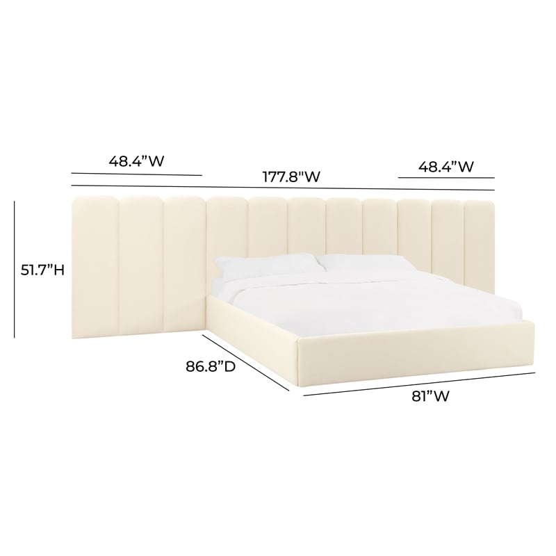 Pemberly Row Contemporary Cream Velvet Wings - Queen or King (Set of 2)