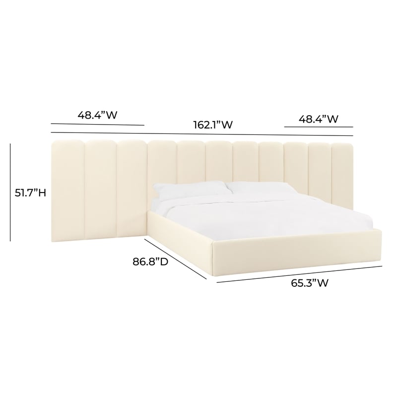 Pemberly Row Contemporary Cream Velvet Wings - Queen or King (Set of 2)