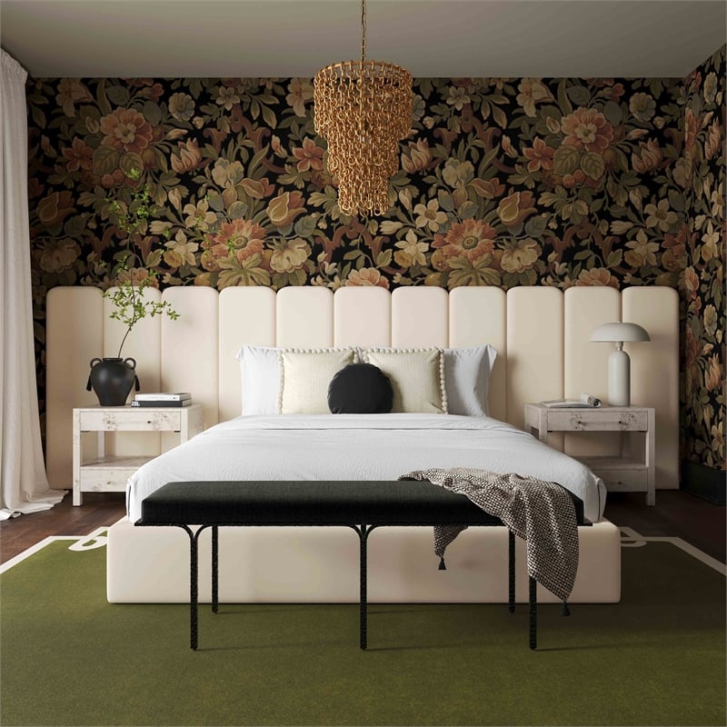 Pemberly Row Contemporary Cream Velvet Wings - Queen or King (Set of 2)