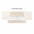 Pemberly Row Contemporary Cream Velvet Wings - Queen or King (Set of 2)