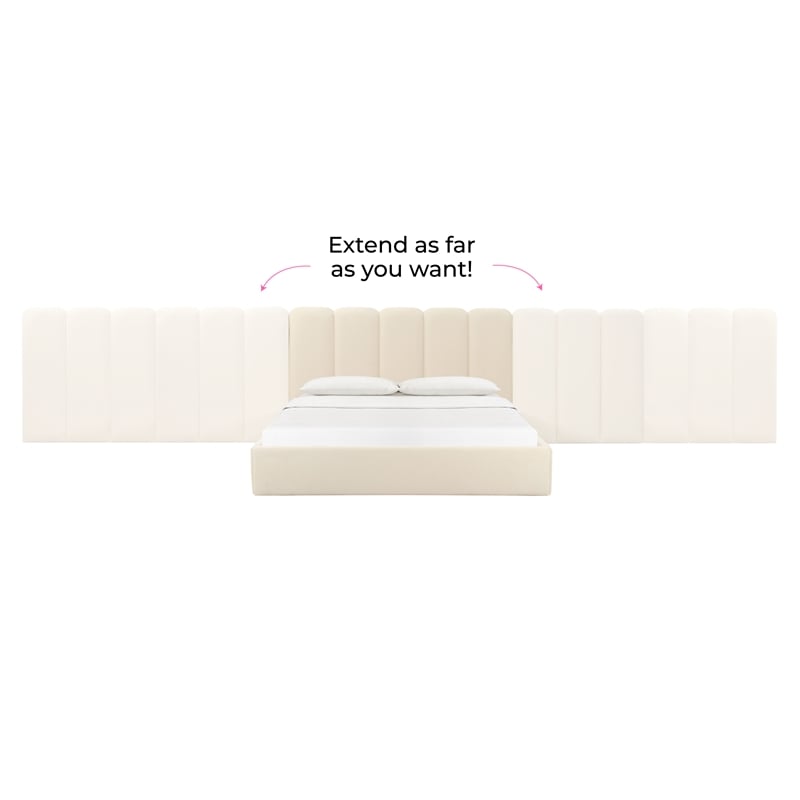 Pemberly Row Contemporary Cream Velvet Wings - Queen or King (Set of 2)