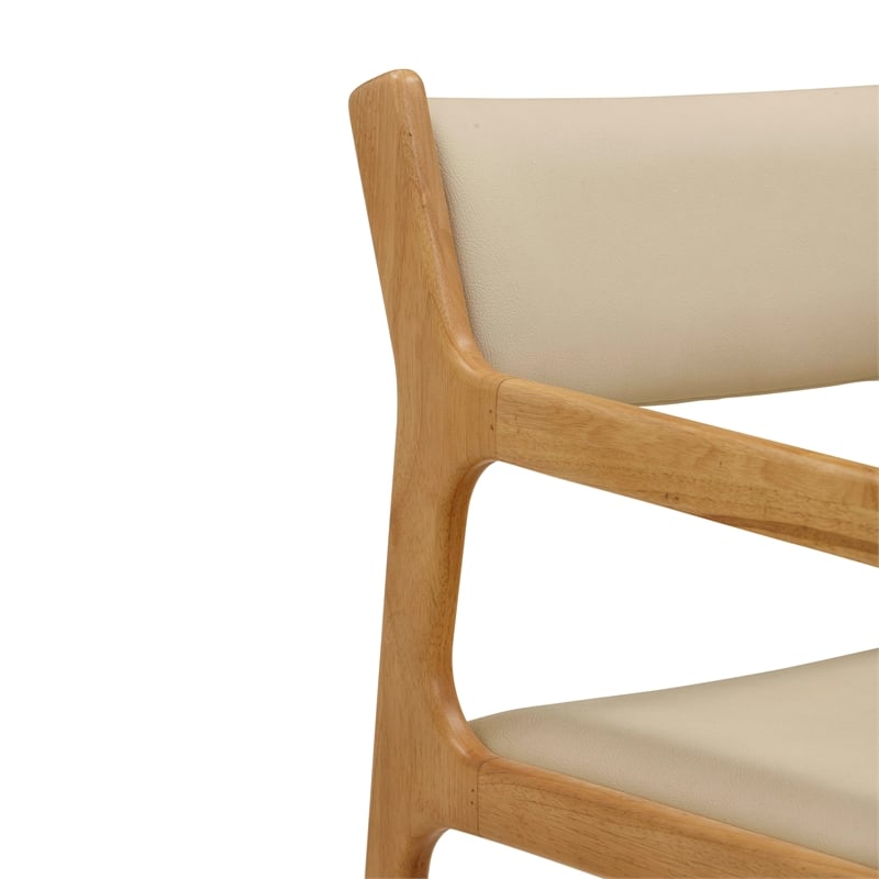 Pemberly Row Mid-Century Cream Vegan Leather Dining Chair - Set of 2