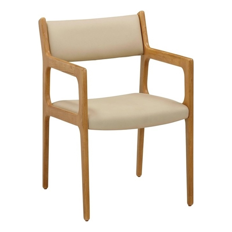 Pemberly Row Mid-Century Cream Vegan Leather Dining Chair - Set of 2