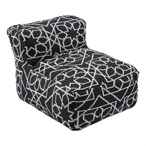 Pemberly Row Handmade Transitional Outdoor Black Accent Pouf