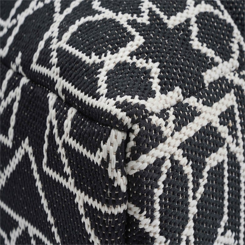 Pemberly Row Handmade Transitional Outdoor Black Accent Pouf