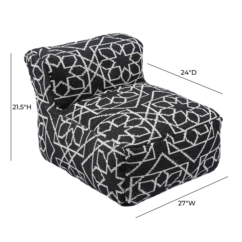 Pemberly Row Handmade Transitional Outdoor Black Accent Pouf