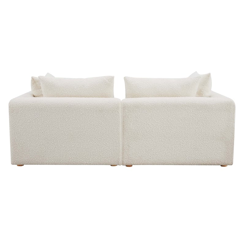 Pemberly Row Handmade Contemporary Cream Upholstered Loveseat