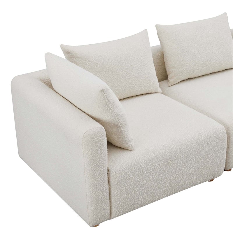 Pemberly Row Handmade Contemporary Cream Upholstered Loveseat