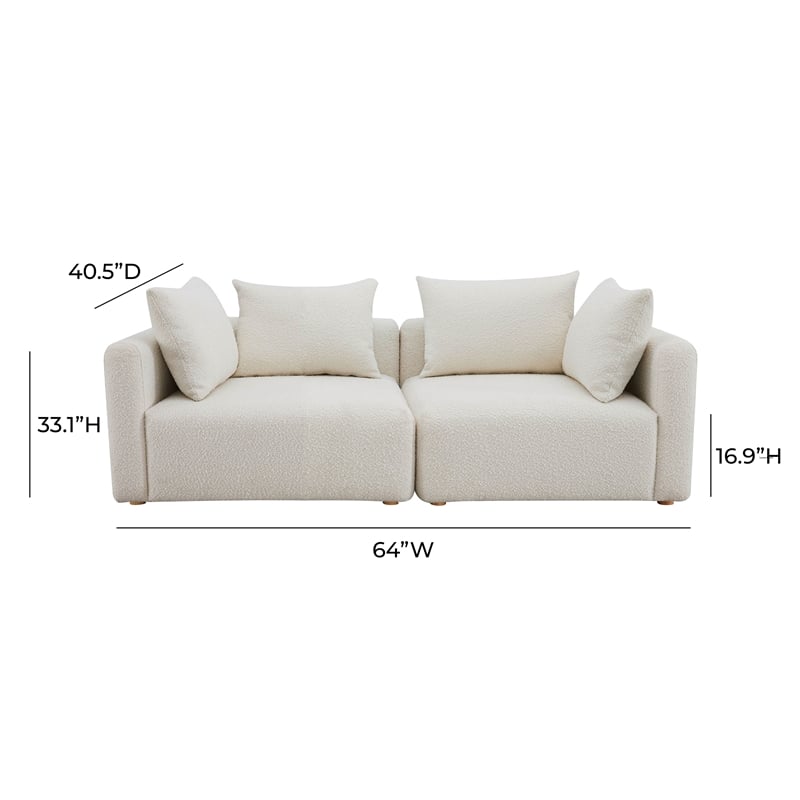 Pemberly Row Handmade Contemporary Cream Upholstered Loveseat