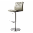 Pemberly Row Light Grey Vegan Leather on Silver Adjustable Stool