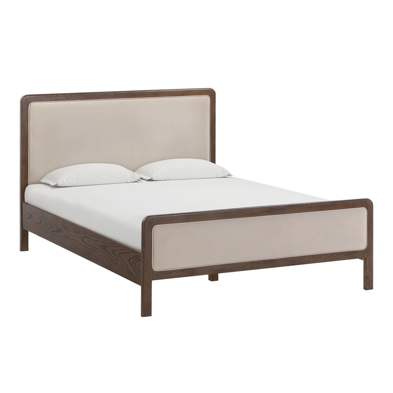 Pemberly Row Contemporary Taupe Velvet Queen Bed - 64.3