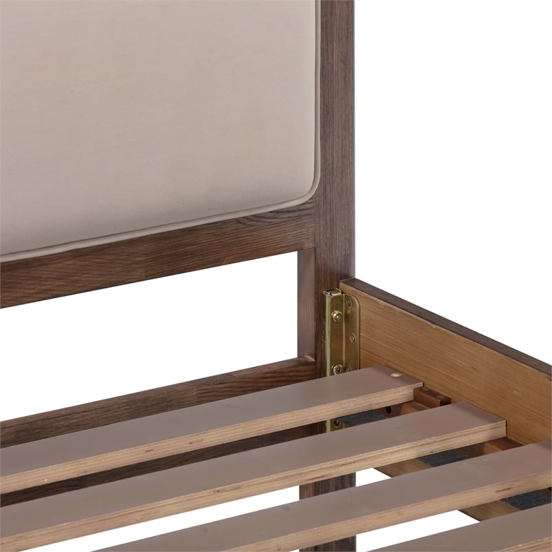 Pemberly Row Contemporary Taupe Velvet Queen Bed - 64.3