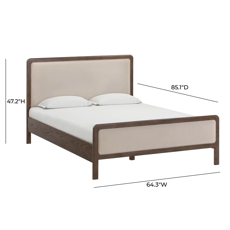 Pemberly Row Contemporary Taupe Velvet Queen Bed - 64.3