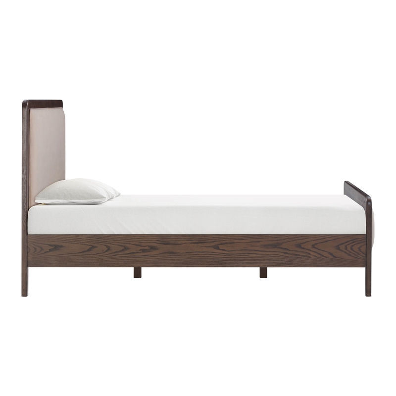 Pemberly Row Contemporary Taupe Velvet Queen Bed - 64.3