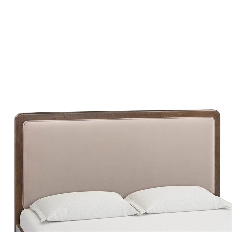 Pemberly Row Contemporary Taupe Velvet Queen Bed - 64.3