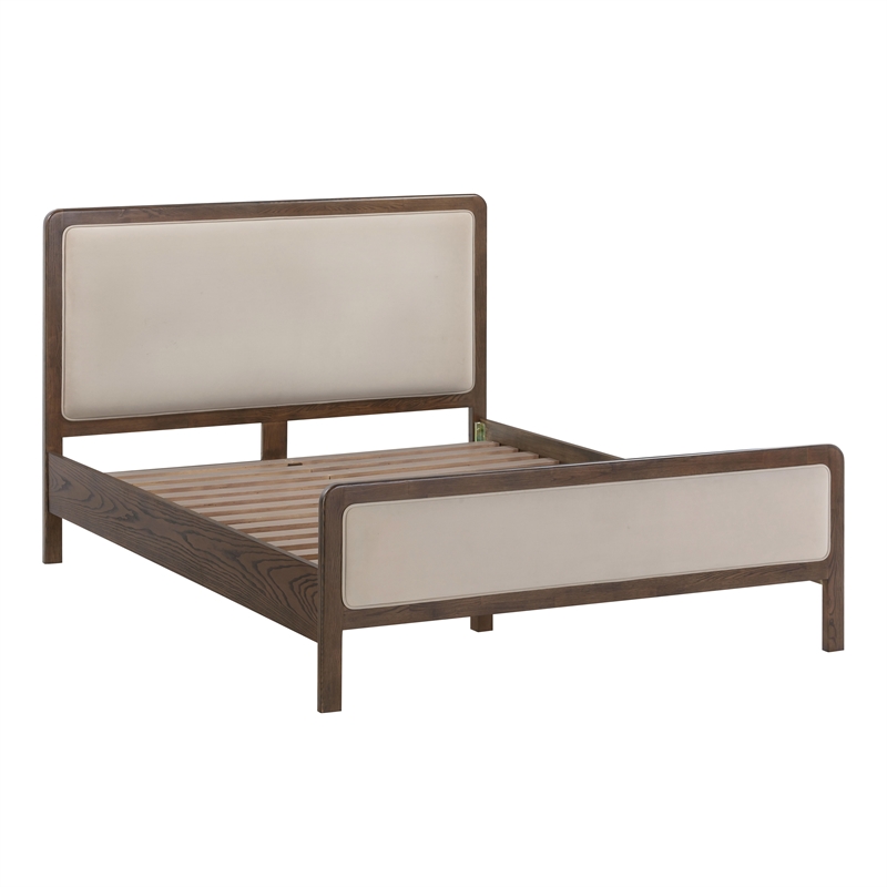 Pemberly Row Contemporary Taupe Velvet Queen Bed - 64.3