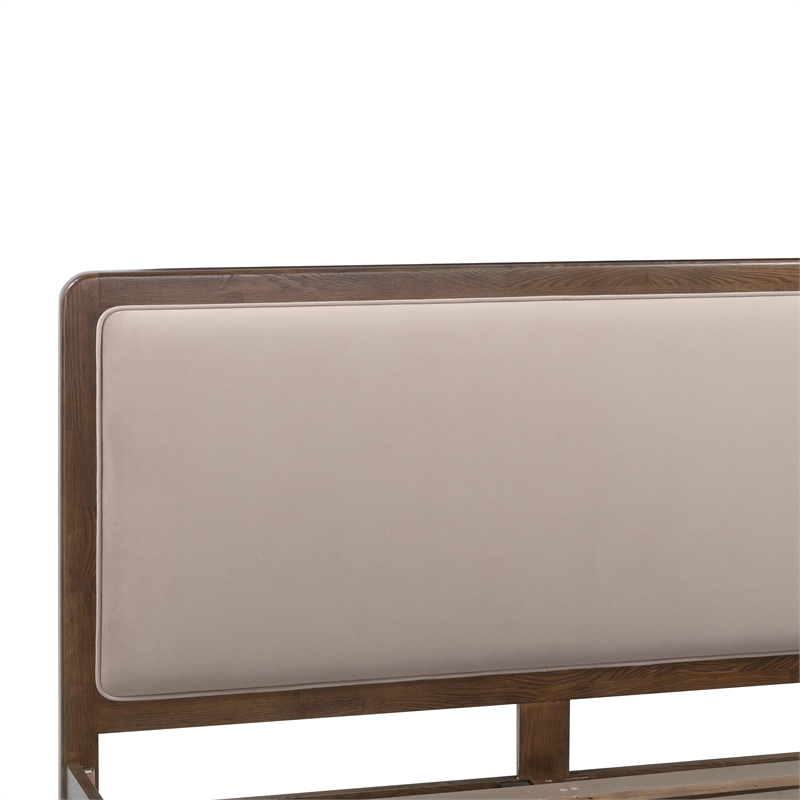 Pemberly Row Contemporary Taupe Velvet Queen Bed - 64.3