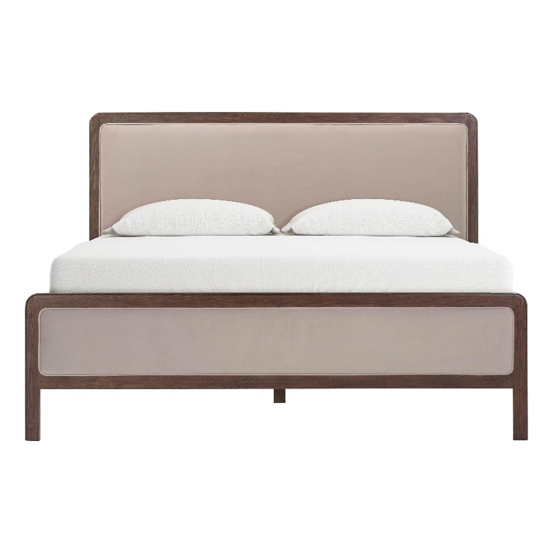 Pemberly Row Contemporary Taupe Velvet Queen Bed - 64.3