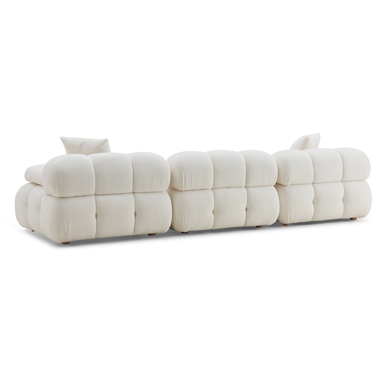 Pemberly Row Transitional Cream Vegan Shearling Modular Sofa