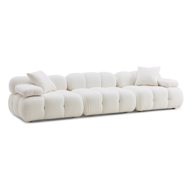 Pemberly Row Transitional Cream Vegan Shearling Modular Sofa