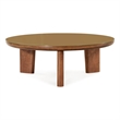 Pemberly Row Contemporary Walnut and Glass Round Coffee Table