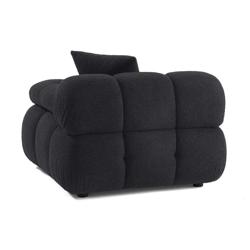 Pemberly Row Contemporary Black Vegan Shearling Modular Corner Chair