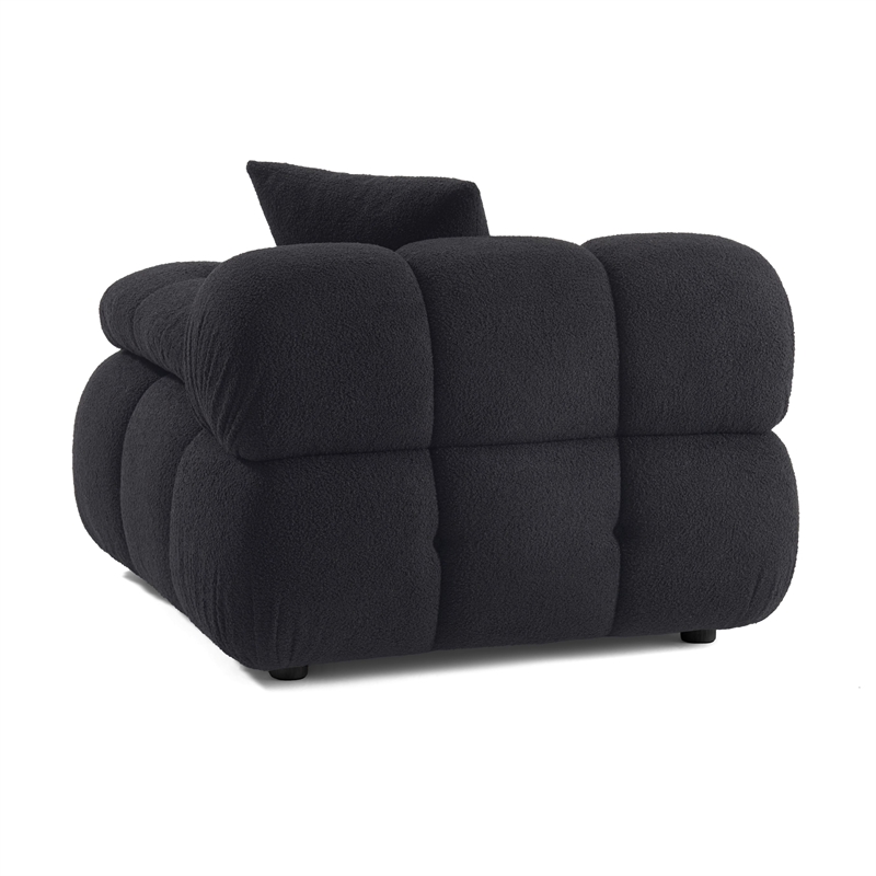 Pemberly Row Contemporary Black Vegan Shearling Modular Corner Chair