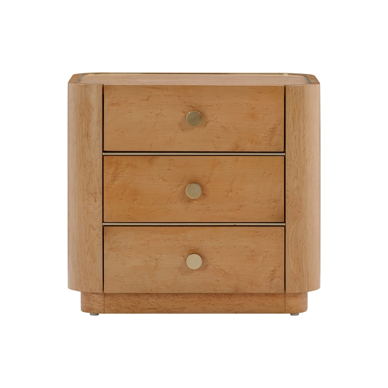 Pemberly Row Handmade Contemporary Natural Birdseye Maple Nightstand