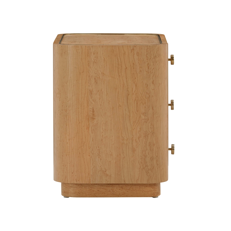 Pemberly Row Handmade Contemporary Natural Birdseye Maple Nightstand