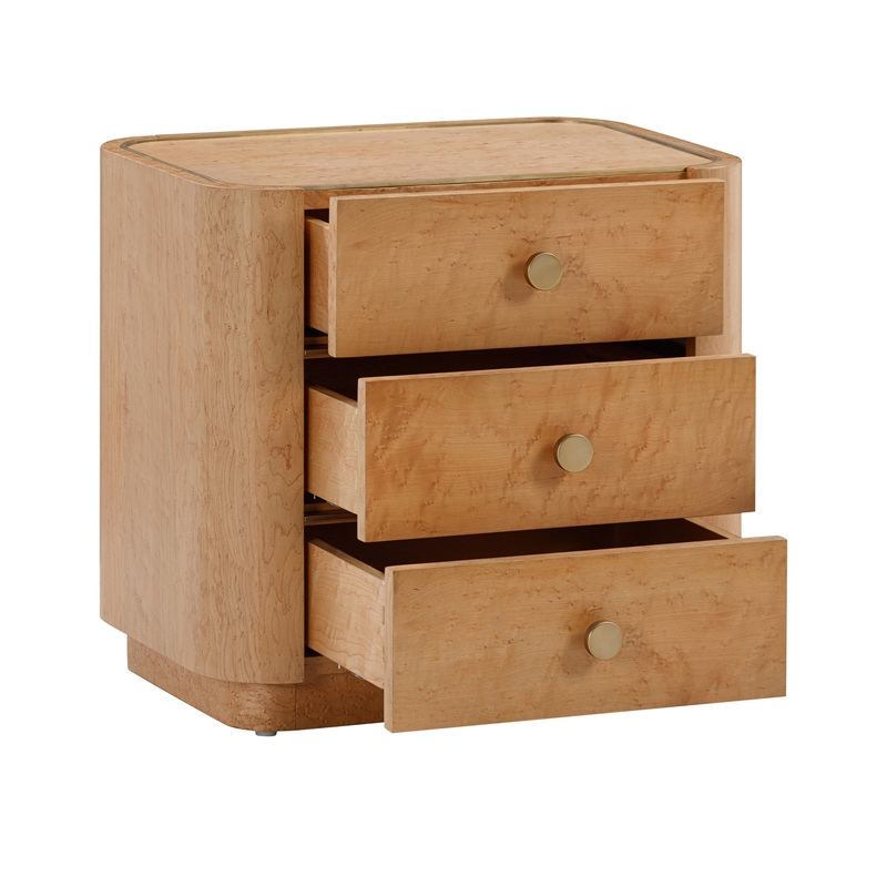 Pemberly Row Handmade Contemporary Natural Birdseye Maple Nightstand