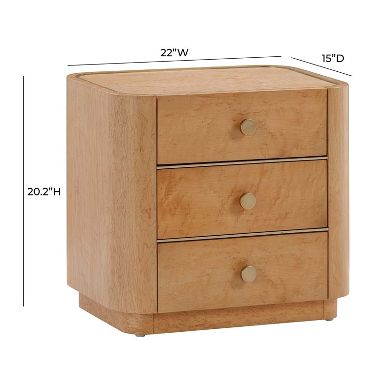 Pemberly Row Handmade Contemporary Natural Birdseye Maple Nightstand