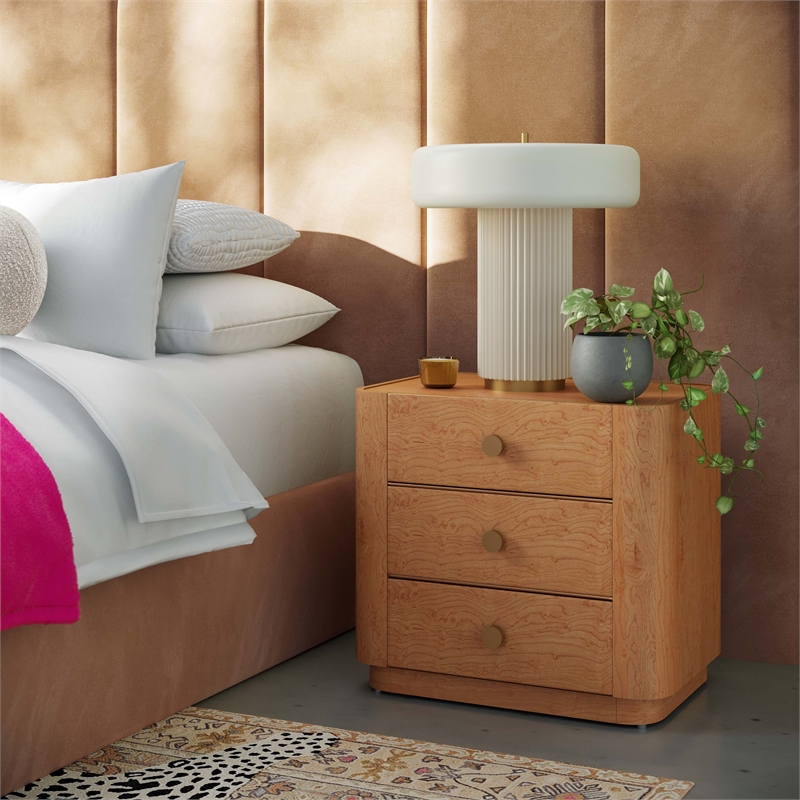 Pemberly Row Handmade Contemporary Natural Birdseye Maple Nightstand